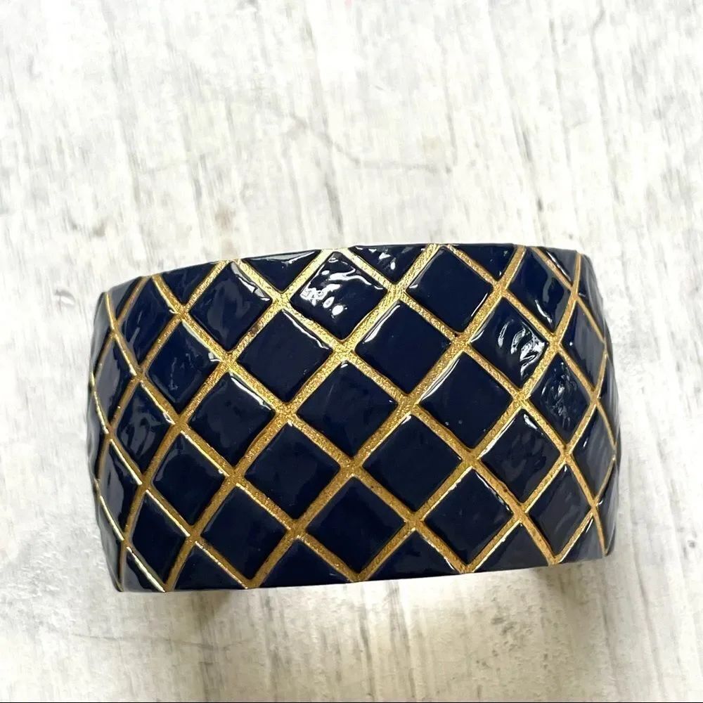 Wimberly blue and gold tone enamel cuff bracelet